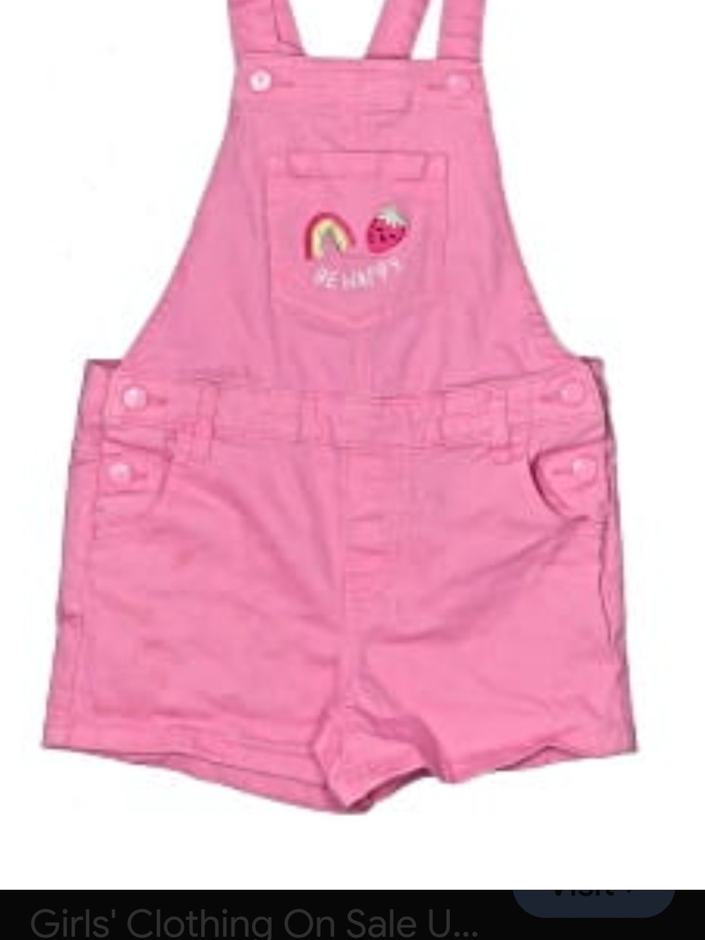 Garanimals Pink Short Girls' Overalls with Embroidered Pocket Motifs